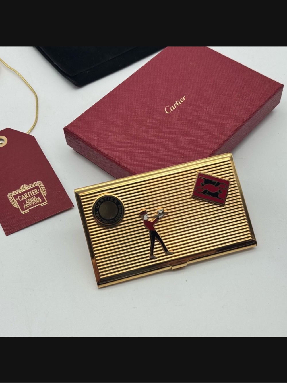 Cartier Gold and Red metal Card holder
